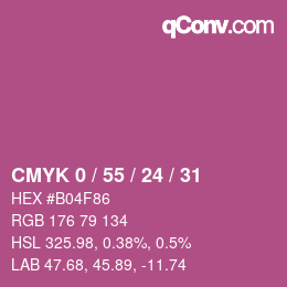 カラーコード: CMYK 0 / 55 / 24 / 31 | qconv.com