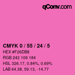 カラーコード: CMYK 0 / 55 / 24 / 5 | qconv.com