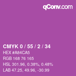 Farbcode: CMYK 0 / 55 / 2 / 34 | qconv.com