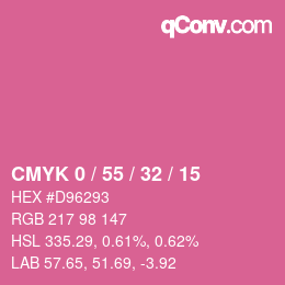 カラーコード: CMYK 0 / 55 / 32 / 15 | qconv.com