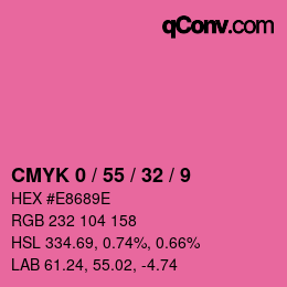 カラーコード: CMYK 0 / 55 / 32 / 9 | qconv.com