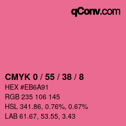 カラーコード: CMYK 0 / 55 / 38 / 8 | qconv.com