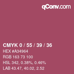 カラーコード: CMYK 0 / 55 / 39 / 36 | qconv.com