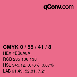 カラーコード: CMYK 0 / 55 / 41 / 8 | qconv.com