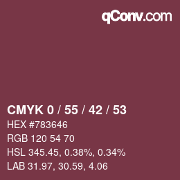 Color code: CMYK 0 / 55 / 42 / 53 | qconv.com