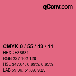カラーコード: CMYK 0 / 55 / 43 / 11 | qconv.com