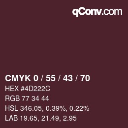 颜色代码: CMYK 0 / 55 / 43 / 70 | qconv.com