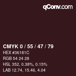 颜色代码: CMYK 0 / 55 / 47 / 79 | qconv.com