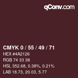 Código de color: CMYK 0 / 55 / 49 / 71 | qconv.com