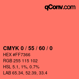 カラーコード: CMYK 0 / 55 / 60 / 0 | qconv.com