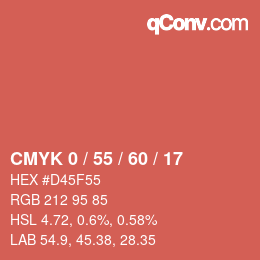 カラーコード: CMYK 0 / 55 / 60 / 17 | qconv.com