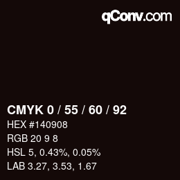カラーコード: CMYK 0 / 55 / 60 / 92 | qconv.com