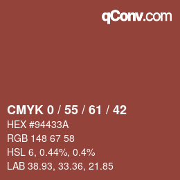 颜色代码: CMYK 0 / 55 / 61 / 42 | qconv.com