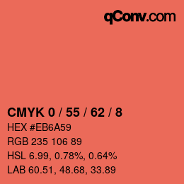 カラーコード: CMYK 0 / 55 / 62 / 8 | qconv.com