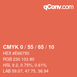 カラーコード: CMYK 0 / 55 / 65 / 10 | qconv.com