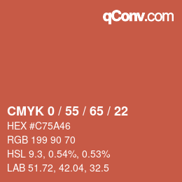Color code: CMYK 0 / 55 / 65 / 22 | qconv.com