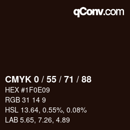 Farbcode: CMYK 0 / 55 / 71 / 88 | qconv.com