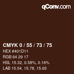 Farbcode: CMYK 0 / 55 / 73 / 75 | qconv.com