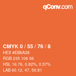 カラーコード: CMYK 0 / 55 / 76 / 8 | qconv.com