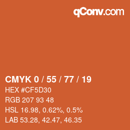 Color code: CMYK 0 / 55 / 77 / 19 | qconv.com