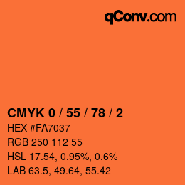 颜色代码: CMYK 0 / 55 / 78 / 2 | qconv.com