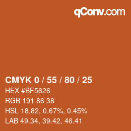 Código de color: CMYK 0 / 55 / 80 / 25 | qconv.com