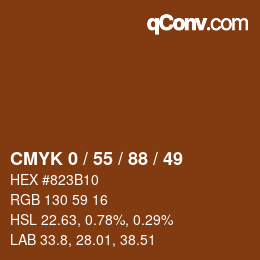 カラーコード: CMYK 0 / 55 / 88 / 49 | qconv.com