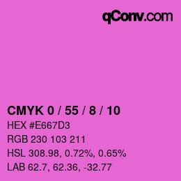 カラーコード: CMYK 0 / 55 / 8 / 10 | qconv.com
