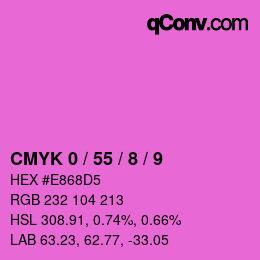 カラーコード: CMYK 0 / 55 / 8 / 9 | qconv.com