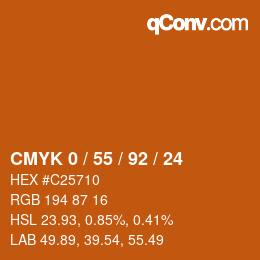 カラーコード: CMYK 0 / 55 / 92 / 24 | qconv.com