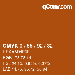 カラーコード: CMYK 0 / 55 / 92 / 32 | qconv.com