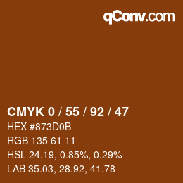 カラーコード: CMYK 0 / 55 / 92 / 47 | qconv.com