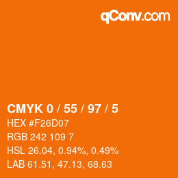 Farbcode: CMYK 0 / 55 / 97 / 5 | qconv.com
