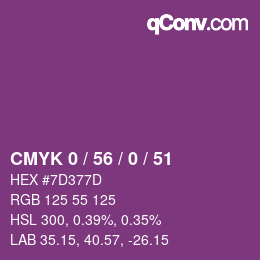 カラーコード: CMYK 0 / 56 / 0 / 51 | qconv.com