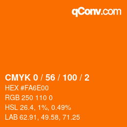 Código de color: CMYK 0 / 56 / 100 / 2 | qconv.com