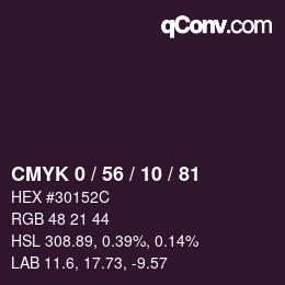 Farbcode: CMYK 0 / 56 / 10 / 81 | qconv.com