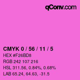 Code couleur: CMYK 0 / 56 / 11 / 5 | qconv.com