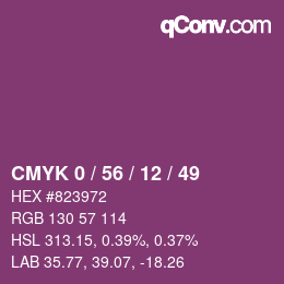 Color code: CMYK 0 / 56 / 12 / 49 | qconv.com