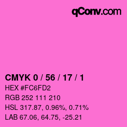 カラーコード: CMYK 0 / 56 / 17 / 1 | qconv.com