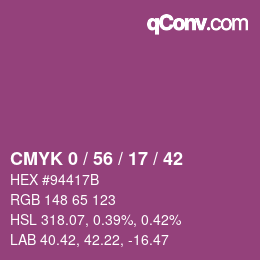 カラーコード: CMYK 0 / 56 / 17 / 42 | qconv.com