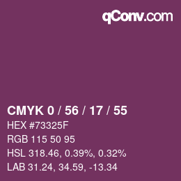カラーコード: CMYK 0 / 56 / 17 / 55 | qconv.com
