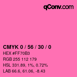 カラーコード: CMYK 0 / 56 / 30 / 0 | qconv.com