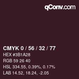 カラーコード: CMYK 0 / 56 / 32 / 77 | qconv.com