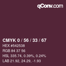 Color code: CMYK 0 / 56 / 33 / 67 | qconv.com