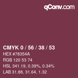 Farbcode: CMYK 0 / 56 / 38 / 53 | qconv.com