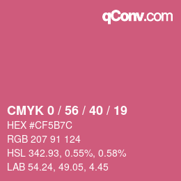 Code couleur: CMYK 0 / 56 / 40 / 19 | qconv.com