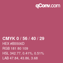 Farbcode: CMYK 0 / 56 / 40 / 29 | qconv.com