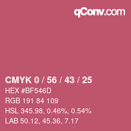 Color code: CMYK 0 / 56 / 43 / 25 | qconv.com