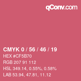 カラーコード: CMYK 0 / 56 / 46 / 19 | qconv.com