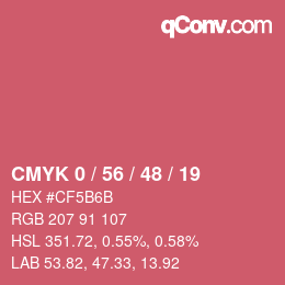 カラーコード: CMYK 0 / 56 / 48 / 19 | qconv.com